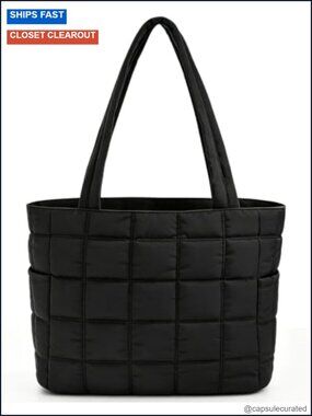 Puffer Tote Bag for Women Puffy Handbag Shoulder Bag College Work Gym